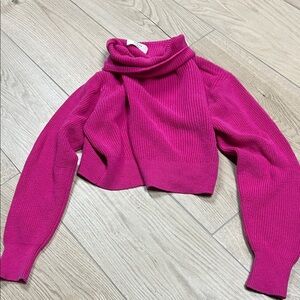 Aritzia Wilfred Pink Turtleneck cropped Sweater